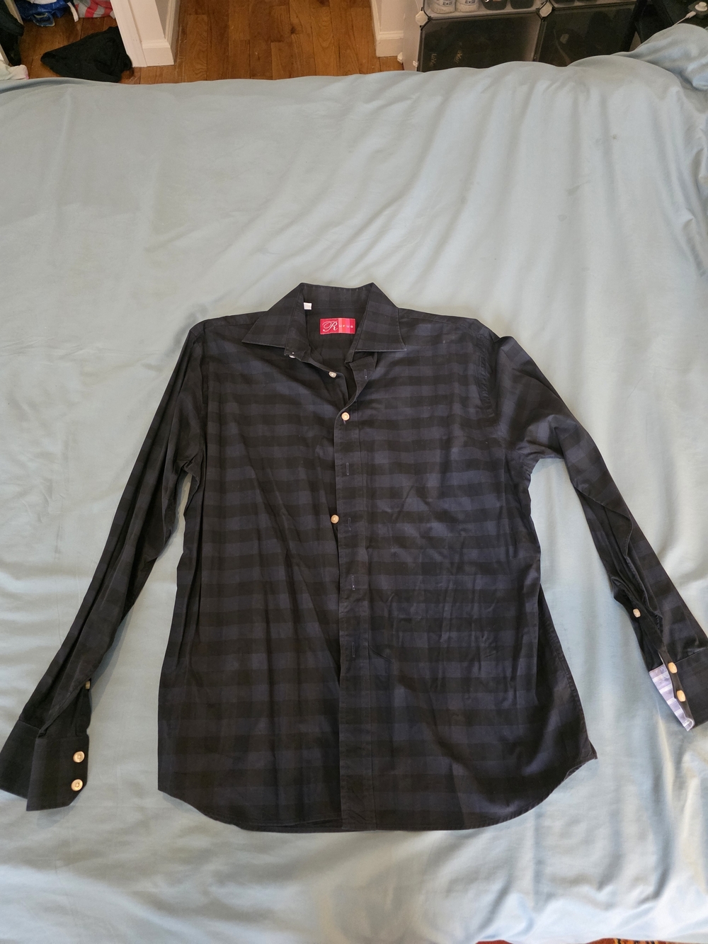 Men's Black Plaid Button-Up Shirt - Classic Long Sleeve